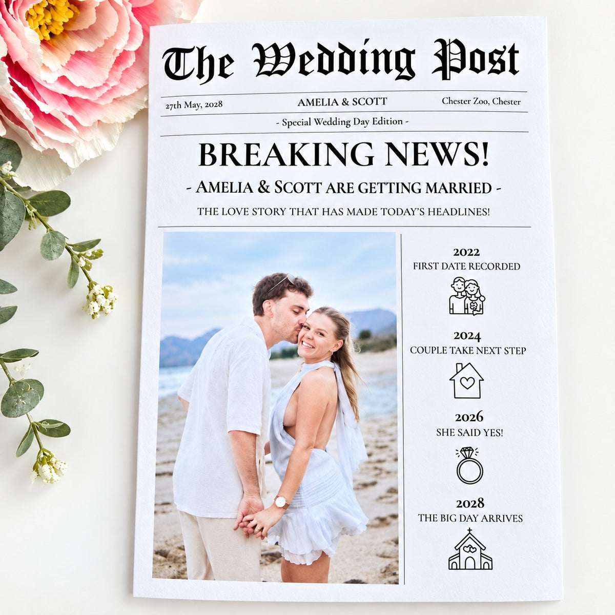 Wedding Post Newspaper Order of Service