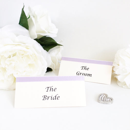 Folded Tent Style Placecards with Flat Ribbon